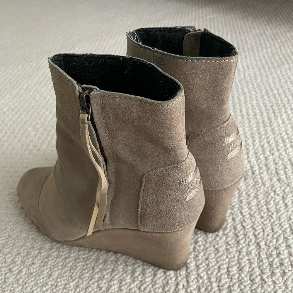 Suede Toms Wedge Booties